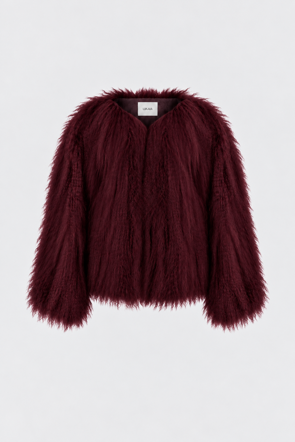 Burgundy Cloud Llama Fur Jacket