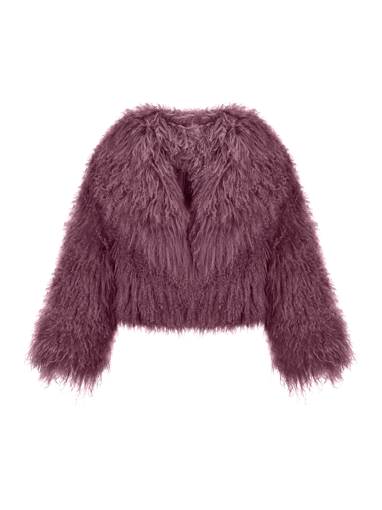 LAMA FUR JACKET IN BORDEAUX