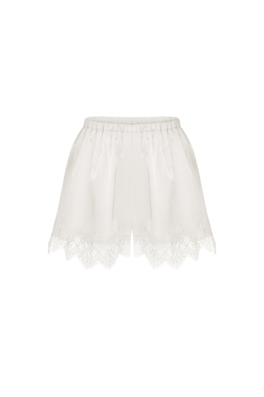 Classic lace milky mini shorts
