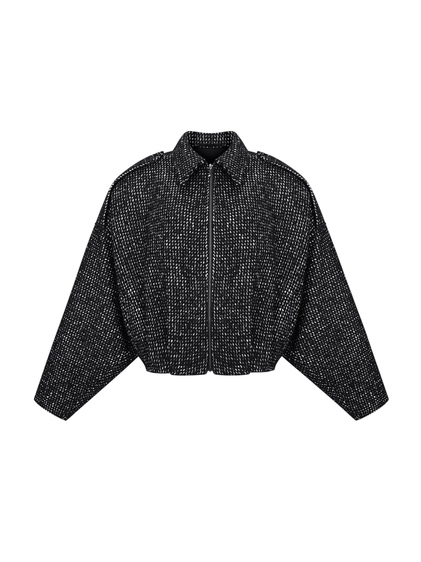 Cropped Tweed Bomber Jacket