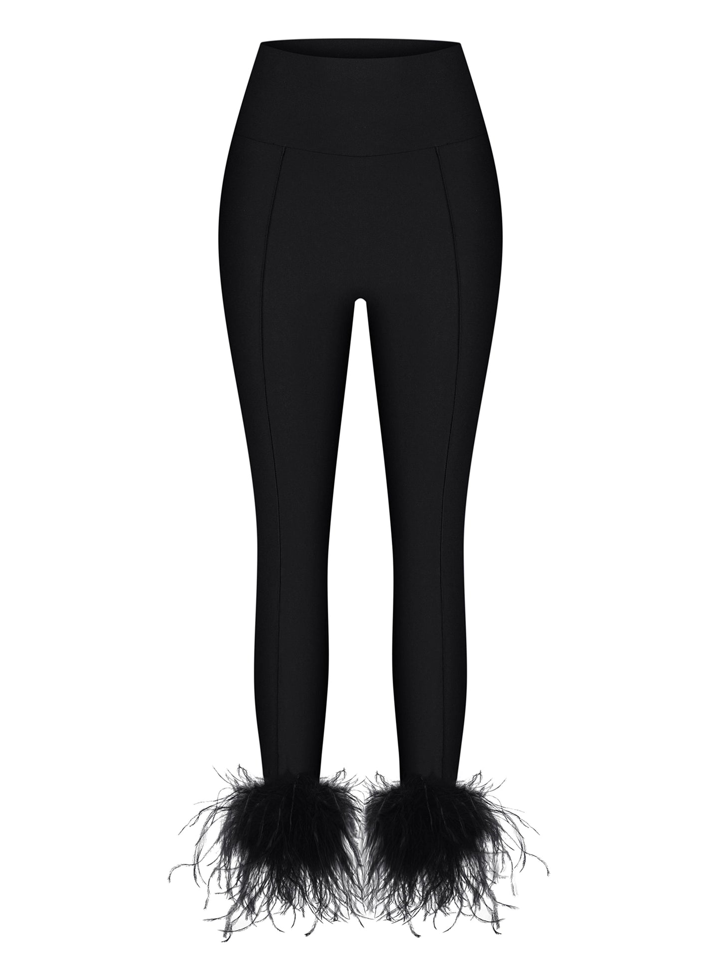 High-Waisted Leggings with Ostrich Feathers