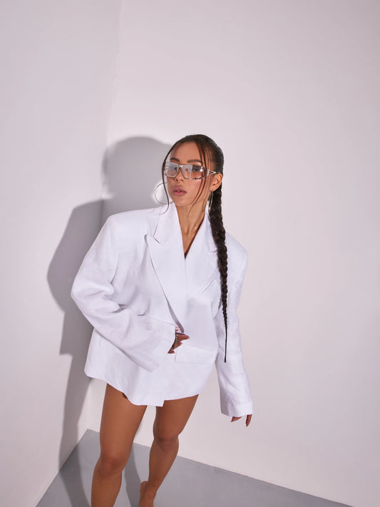 White Linen Blazer