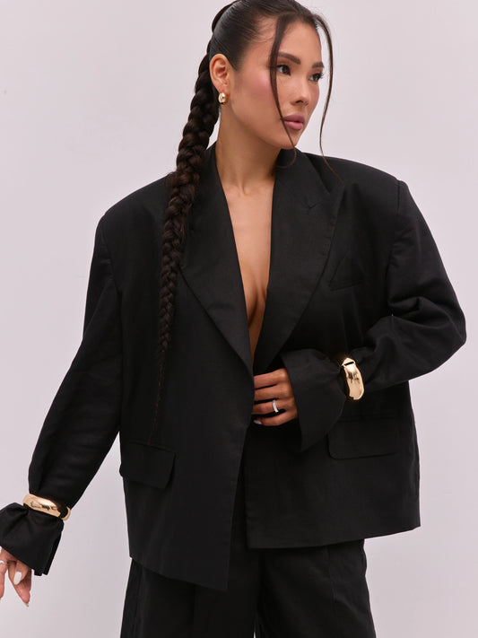 Black Linen Blazer