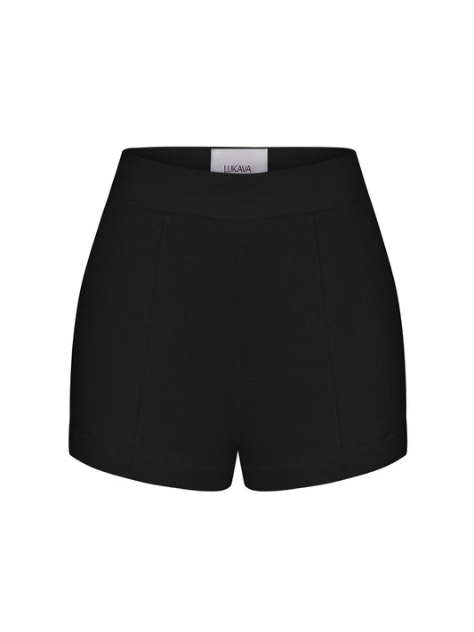 Black Linen Mini Shorts