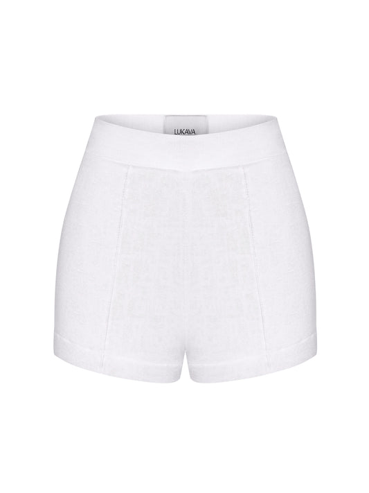 White Linen Mini Shorts