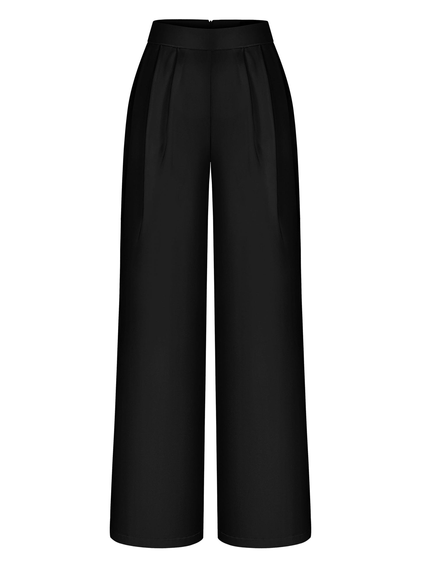 Satin Soft Straight Black Trousers