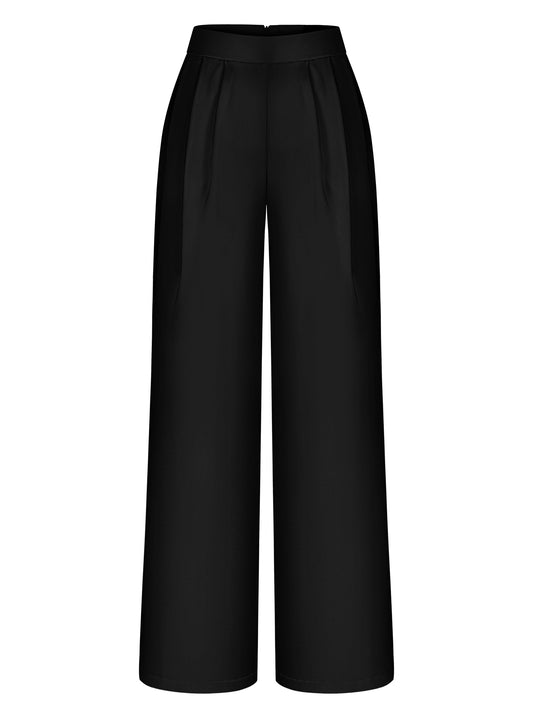 Satin Soft Straight Black Trousers