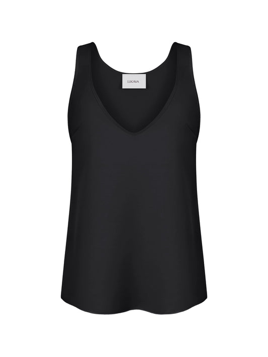 Black V-Neck Draped Top