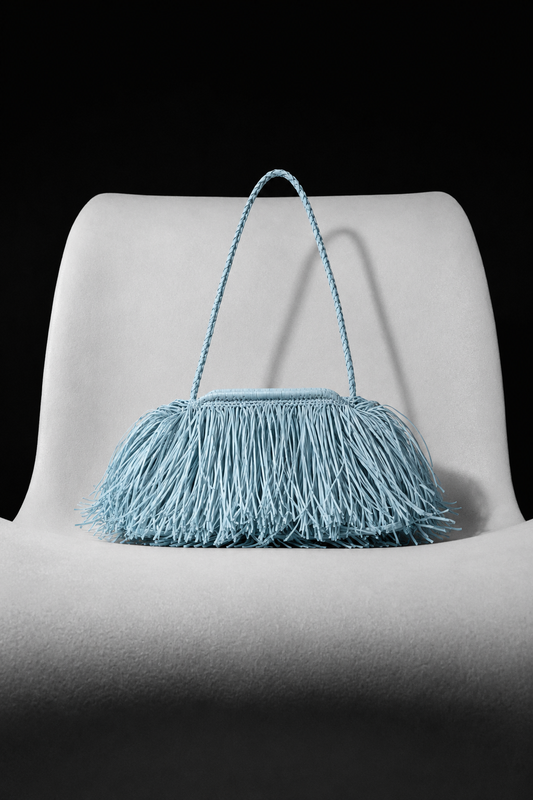 Riviera Raffia Bag Blue