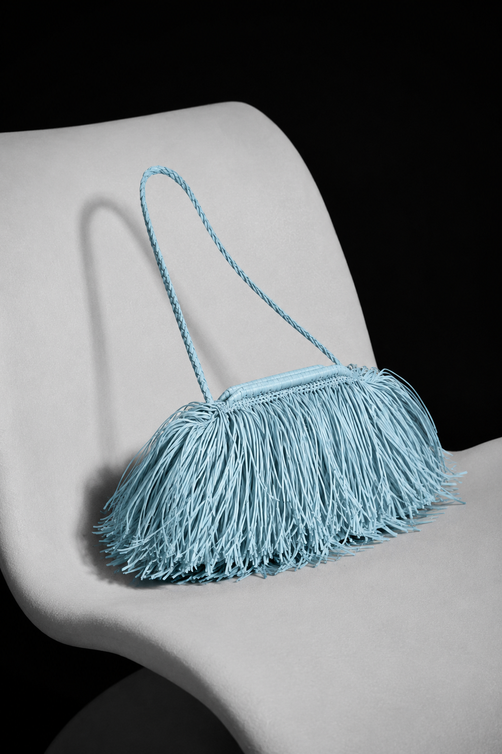 Riviera Raffia Bag Blue