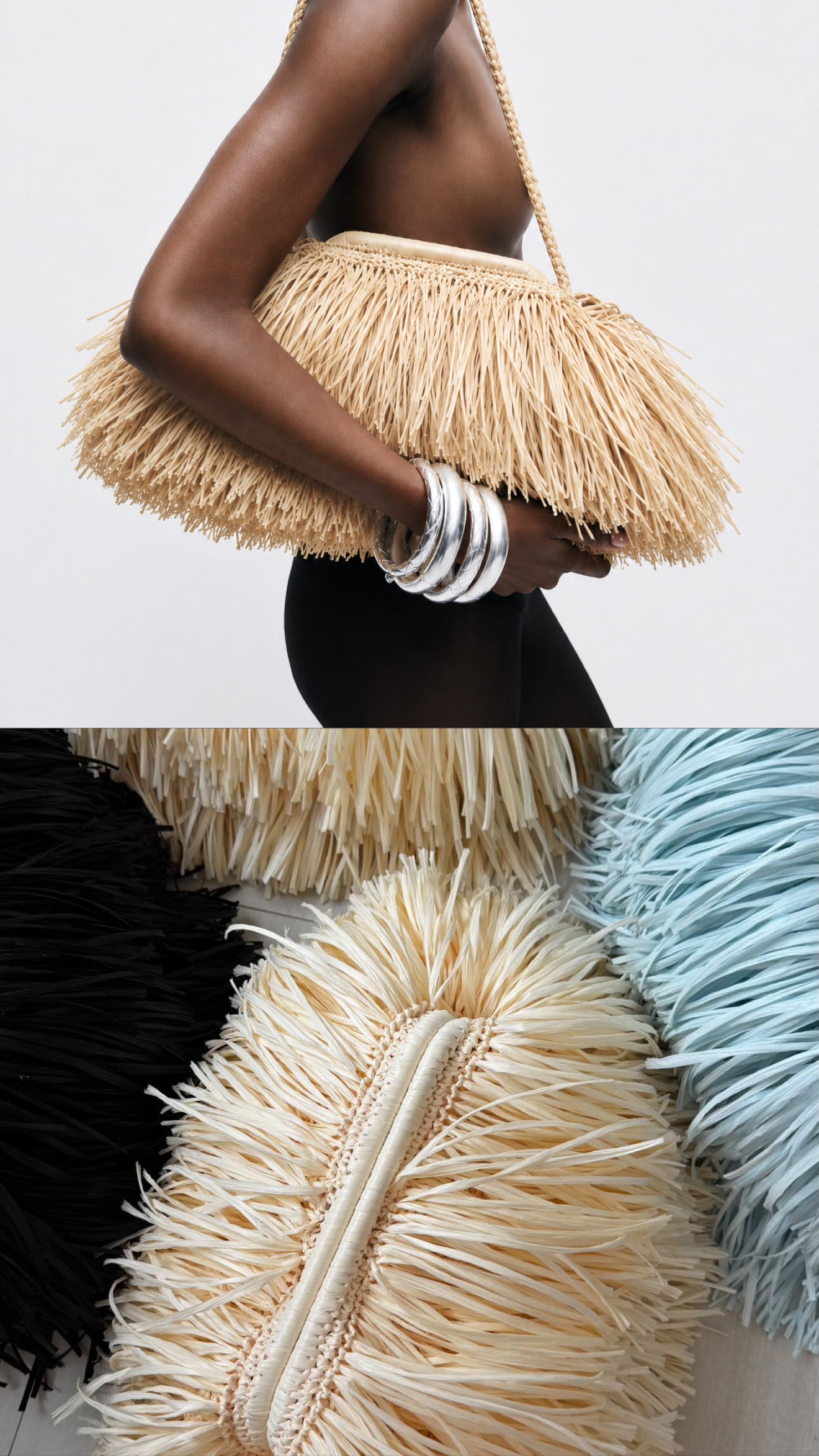 Riviera Raffia Bag Ivory