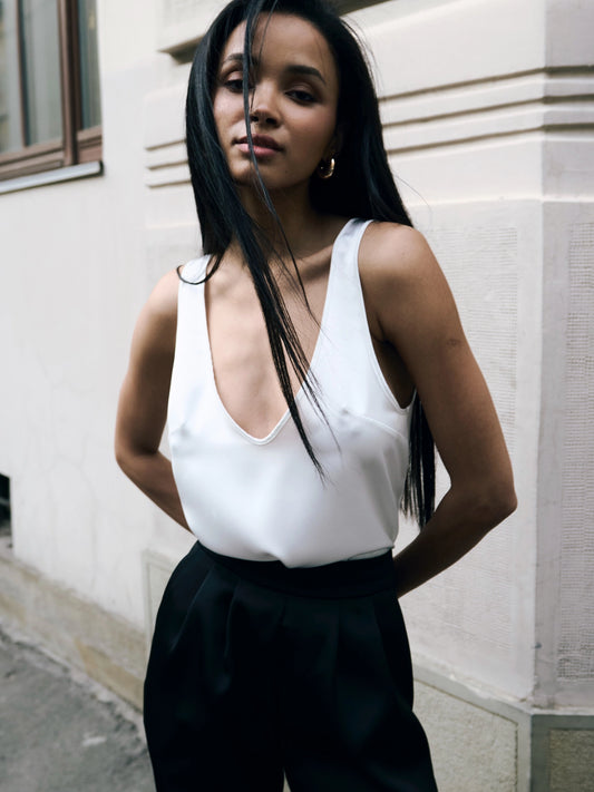 Ivory V-Neck Draped Top