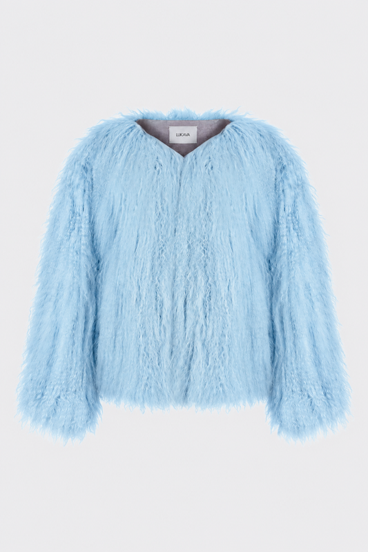 Blue Cloud Llama Fur Jacket