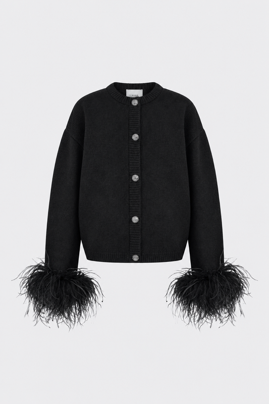 Merino Feather Cardigan - Black