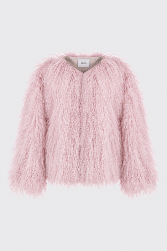 Pink Cloud Llama Fur Jacket