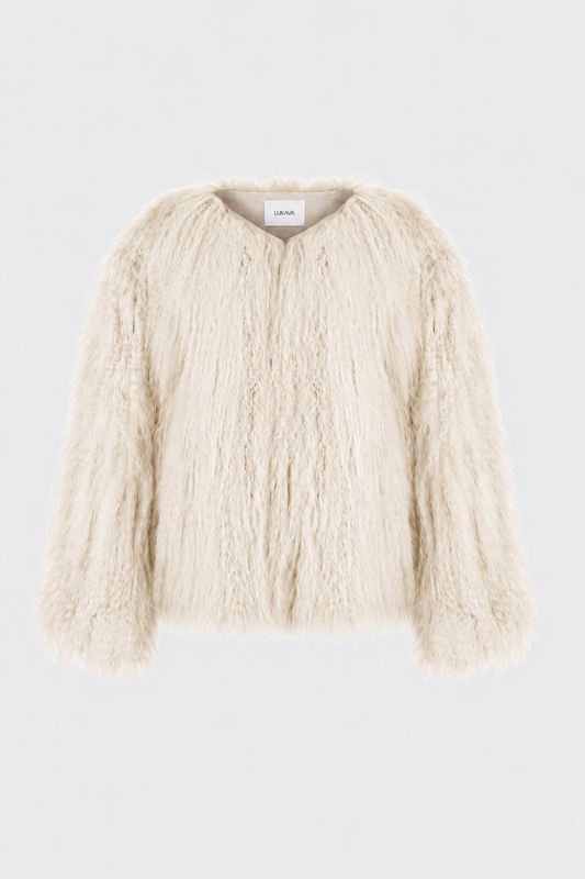 Ivory Cloud Llama Fur Jacket