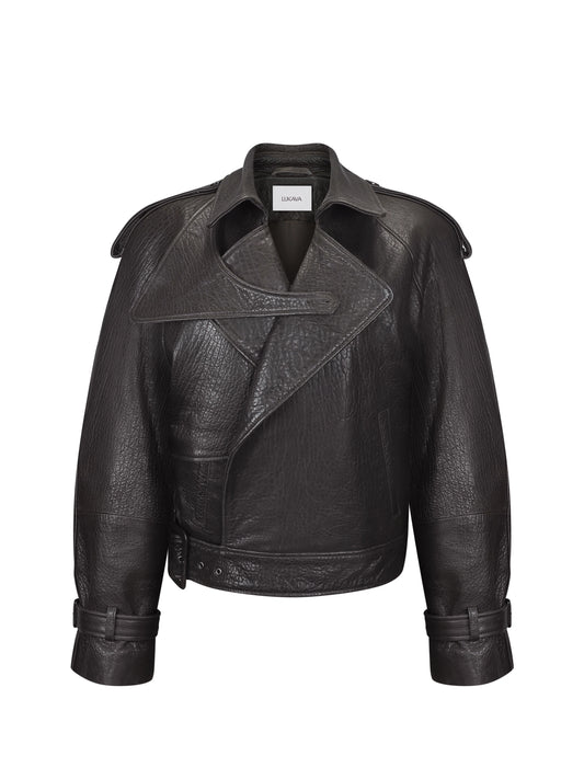 LUKAVA Structured Lambskin Leather Jacket