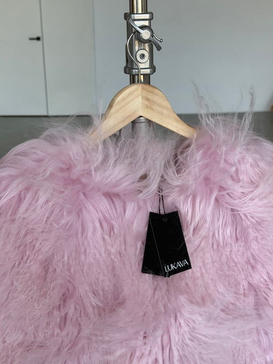 Pink Cloud Llama Fur Jacket