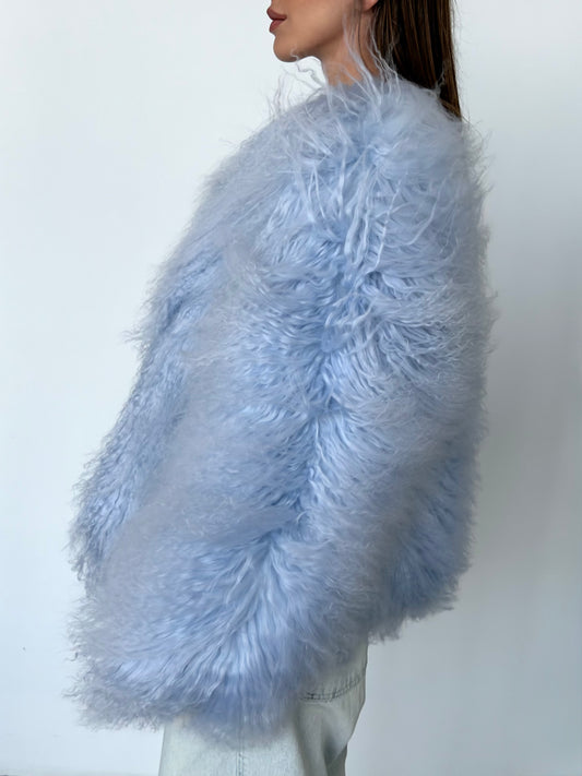 Blue Cloud Llama Fur Jacket
