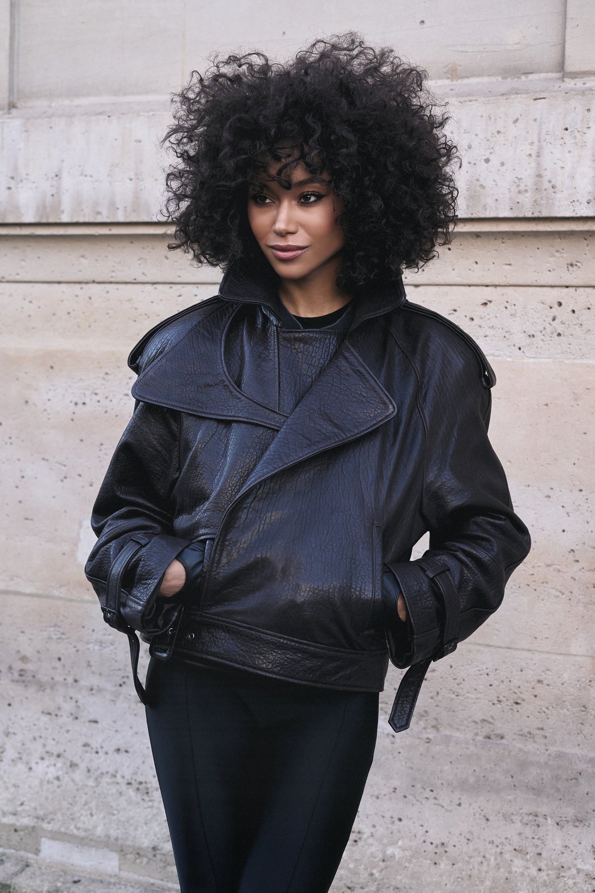 LUKAVA Structured Lambskin Leather Jacket