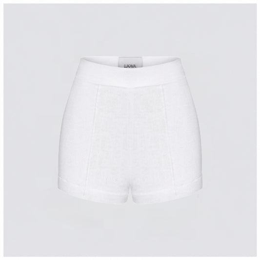 White Linen Mini Shorts