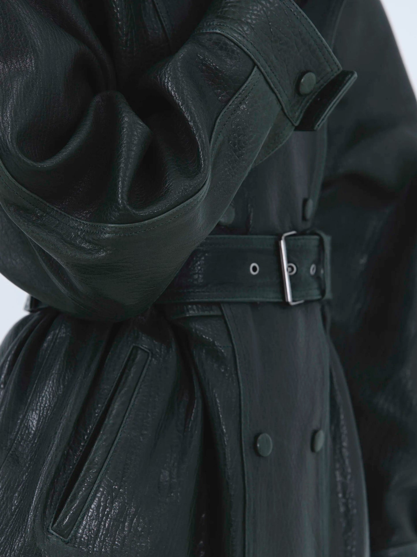 Deep Green Sculpted Leather Jacket