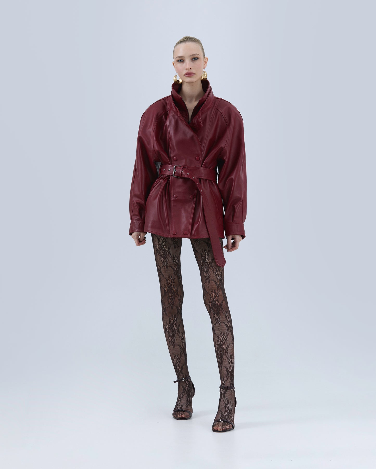 Crimson Sculpted Leather Jacket