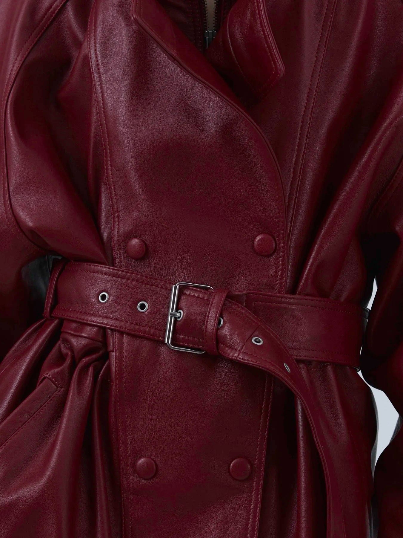 Crimson Sculpted Leather Jacket